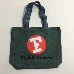 FLAX art & design Fabric Logo Print Bag Blue Eco Bag UNISEX